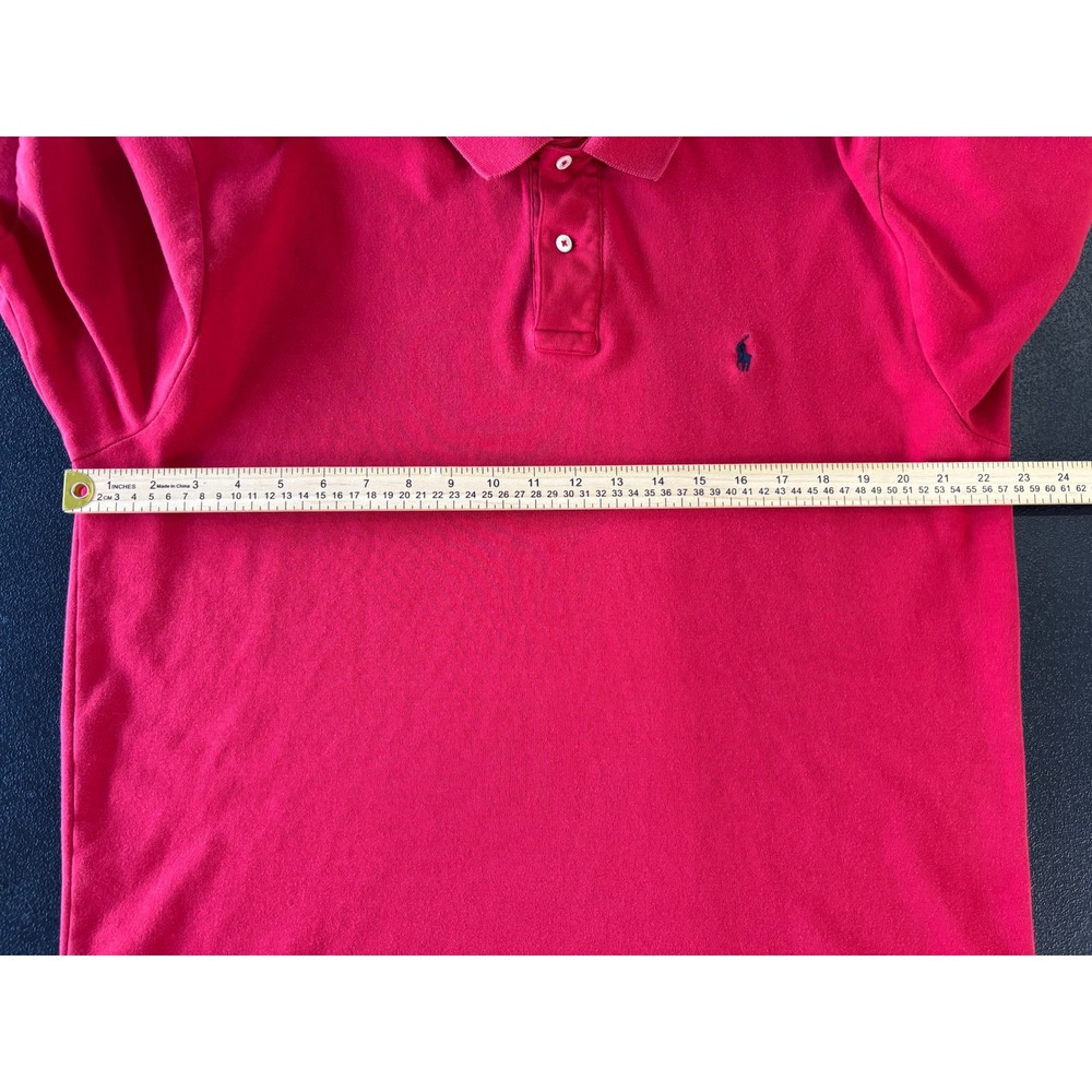 Polo Ralph Lauren Mens Large Red Short Sleeve Cotton Pique Pony Logo Polo Shirt - Picture 3 of 7